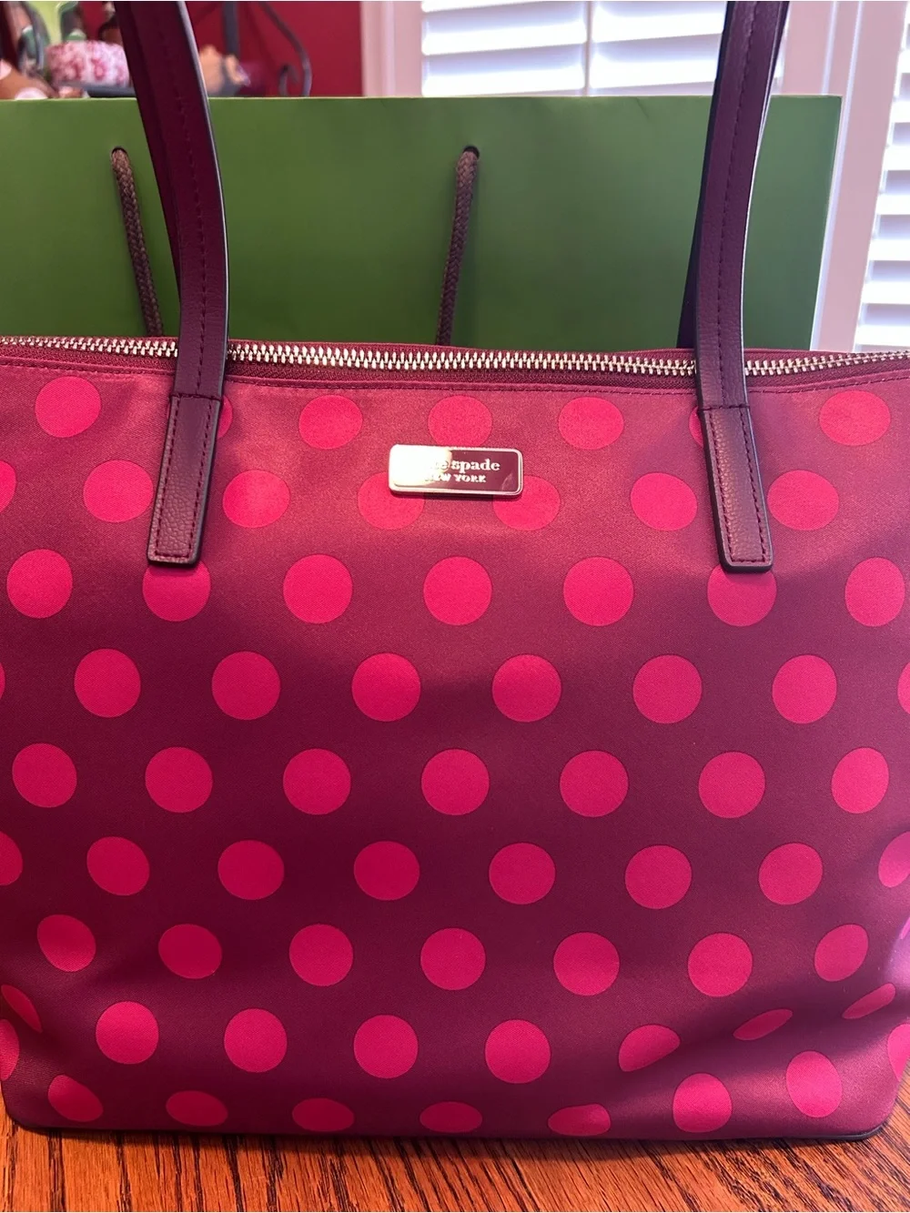 kate spade Magenta and Pink Polka Dot Tote